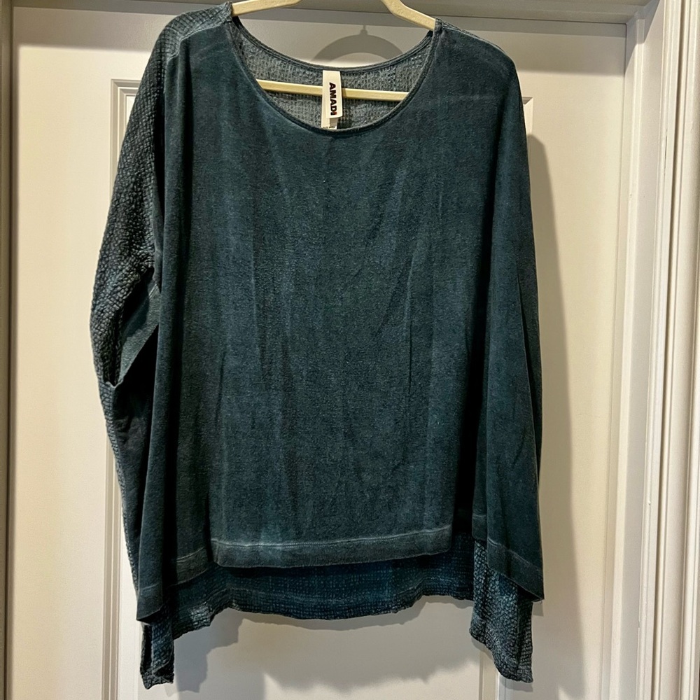 Anthropologie Amadi Teal Short Sleeve Top